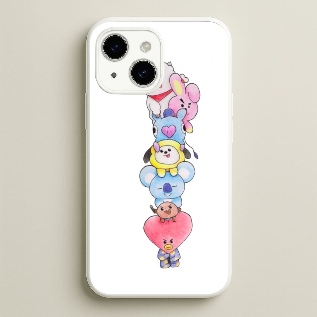 K-Pop Band BT21 Drawing - Phone Case for iPhone 15