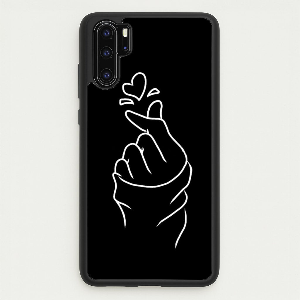 Cute Heart Finger Snap Black - Phone Case for Huawei P30 Pro