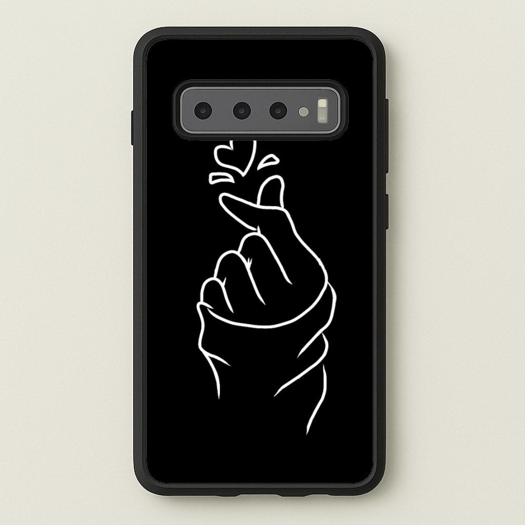 Cute Heart Finger Snap Black - Phone Case for Galaxy S10