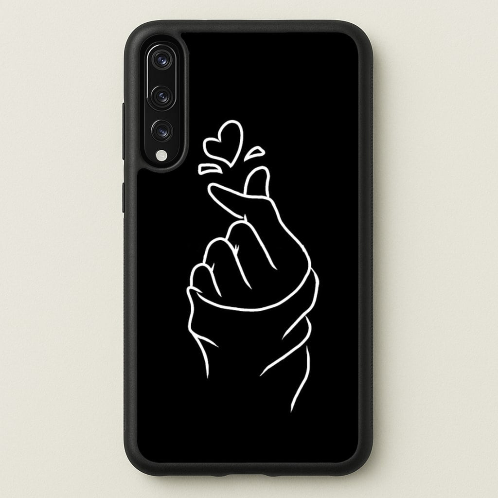 Cute Heart Finger Snap Black - Phone Case for Huawei P20 Pro