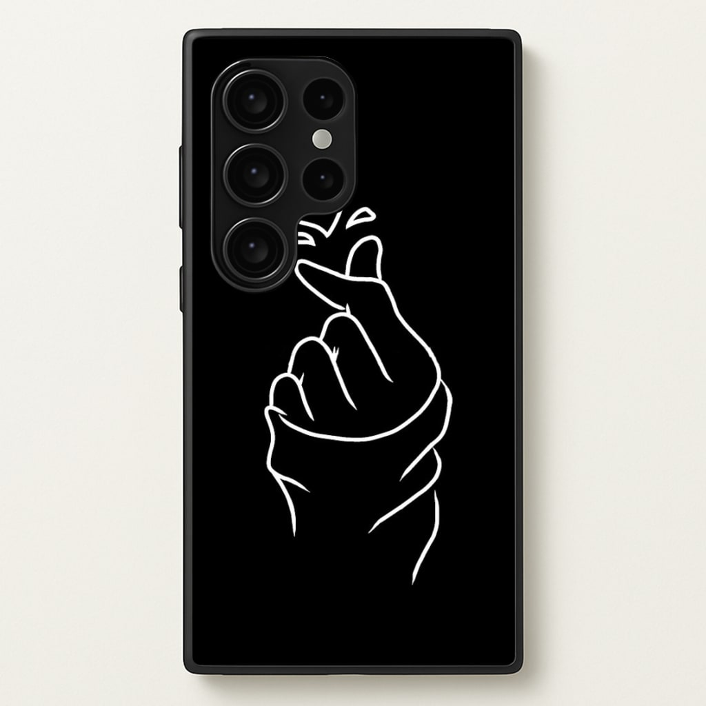 Cute Heart Finger Snap Black - Phone Case for Galaxy S24 Ultra