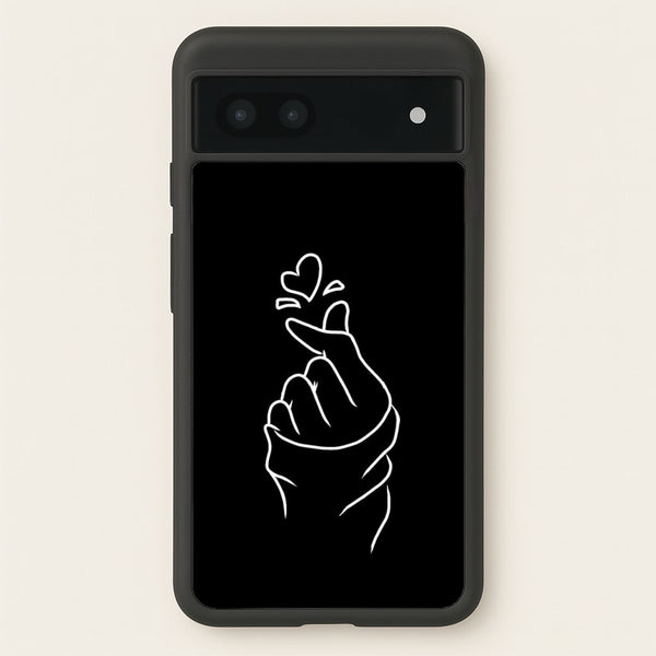 Cute Heart Finger Snap Black - Phone Case for Google Pixel 6a