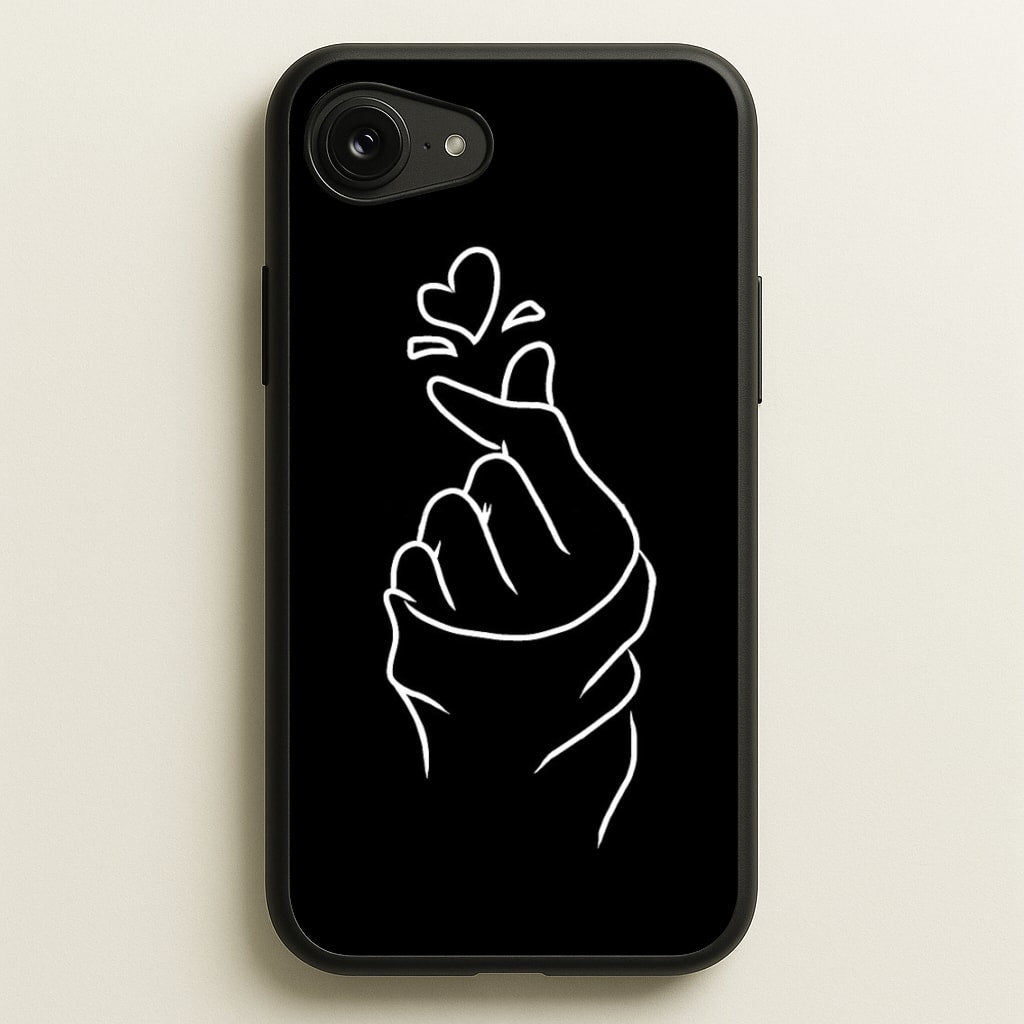 Cute Heart Finger Snap Black - Phone Case for iPhone 16e