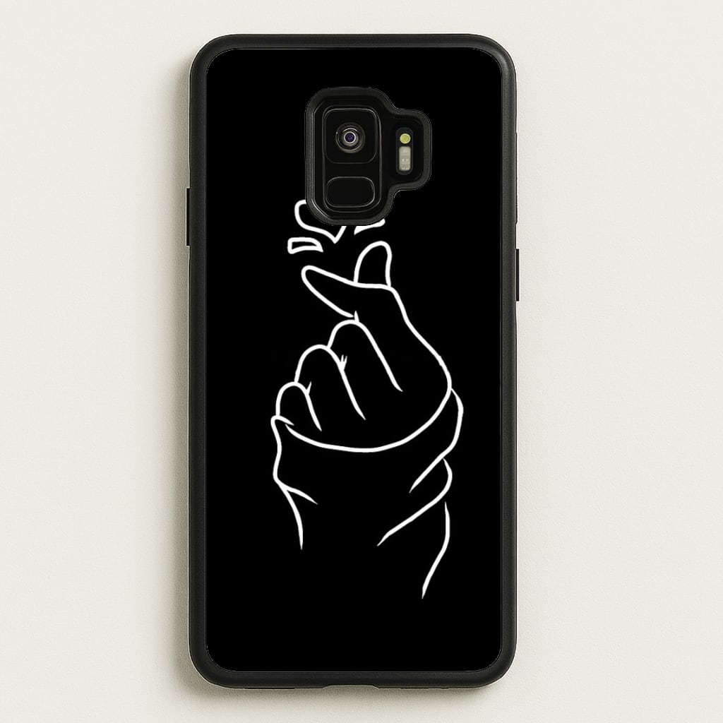Cute Heart Finger Snap Black - Phone Case for Galaxy S9