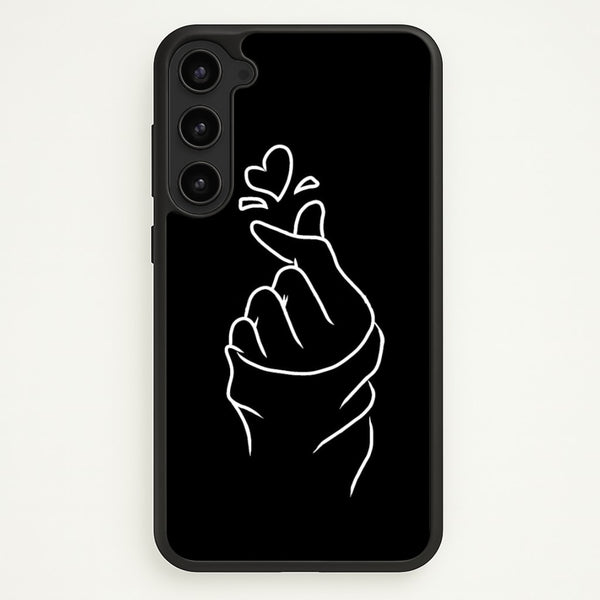 Cute Heart Finger Snap Black - Phone Case for Galaxy S23