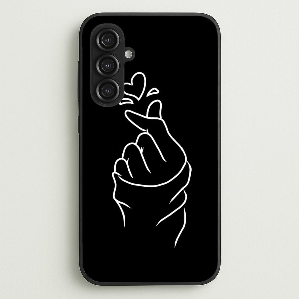 Cute Heart Finger Snap Black - Phone Case for Galaxy S23FE