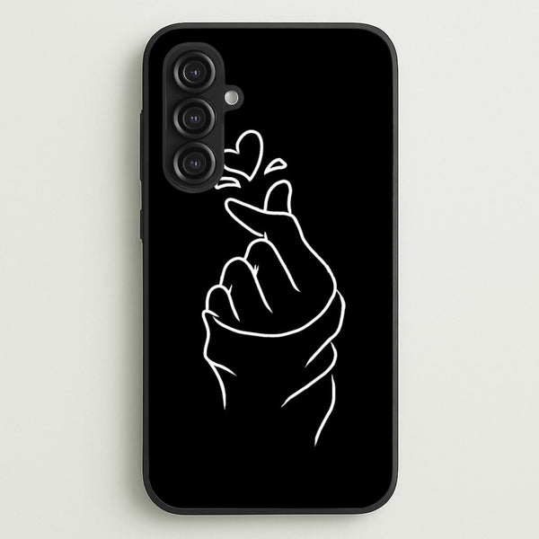 Cute Heart Finger Snap Black - Phone Case for Galaxy S23FE
