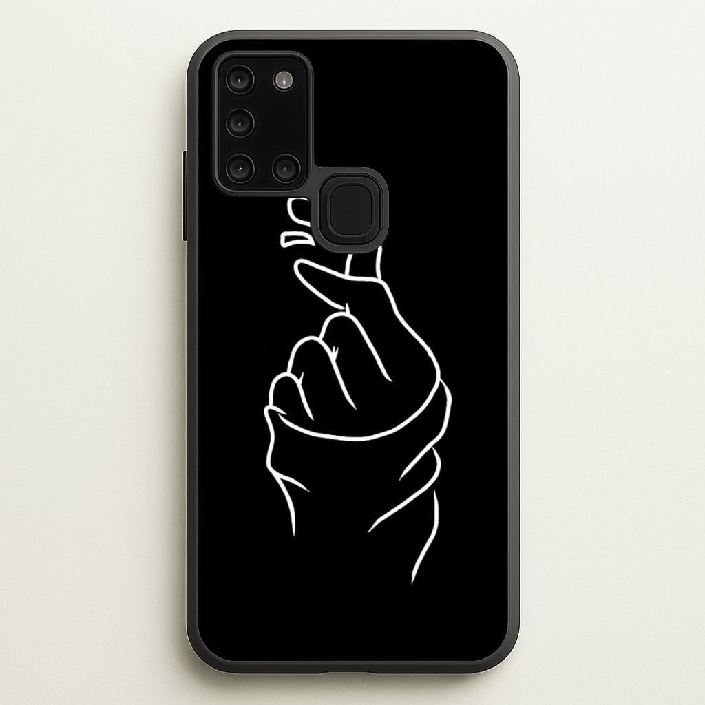Cute Heart Finger Snap Black - Phone Case for Galaxy A21s