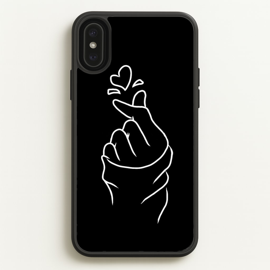 Cute Heart Finger Snap Black - Phone Case for iPhone XS Max