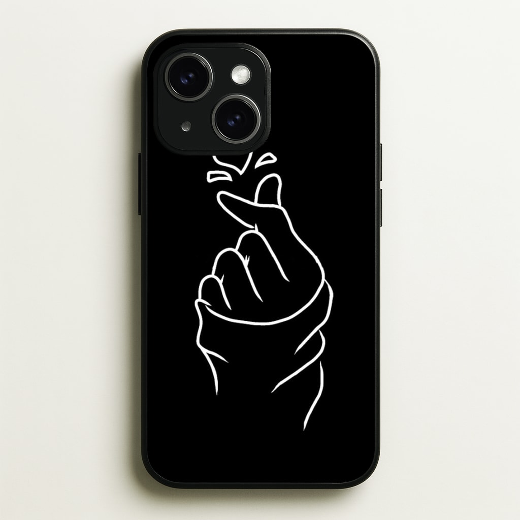 Cute Heart Finger Snap Black - Phone Case for iPhone 15 Plus