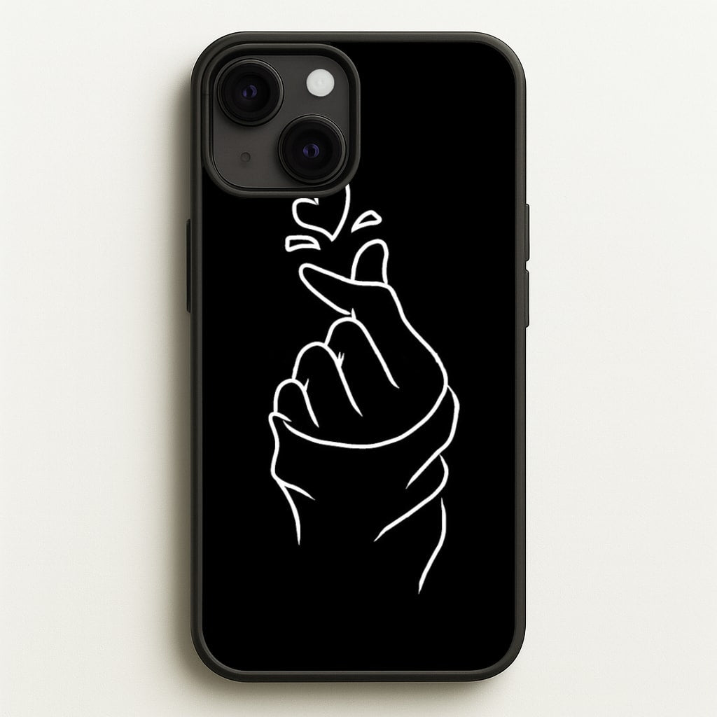 Cute Heart Finger Snap Black - Phone Case for iPhone 13 Mini