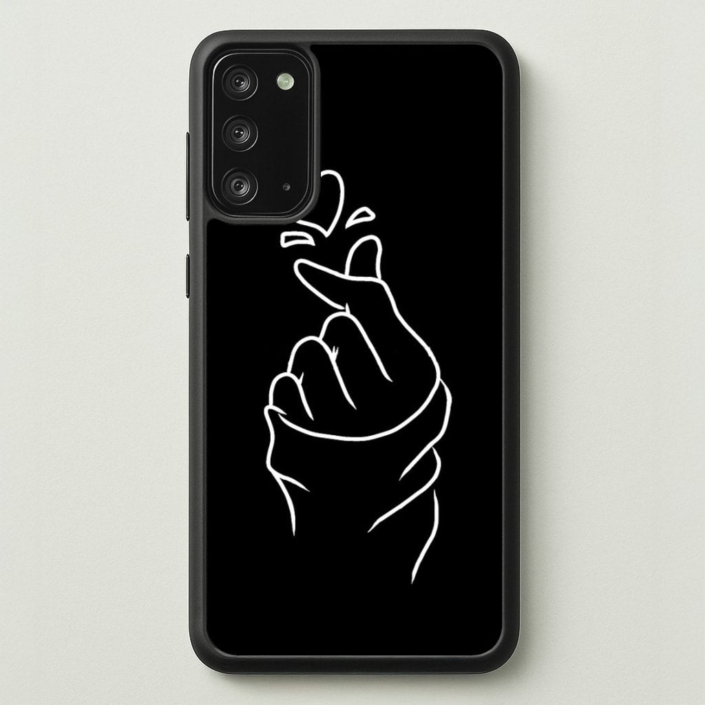 Cute Heart Finger Snap Black - Phone Case for Galaxy Note 20