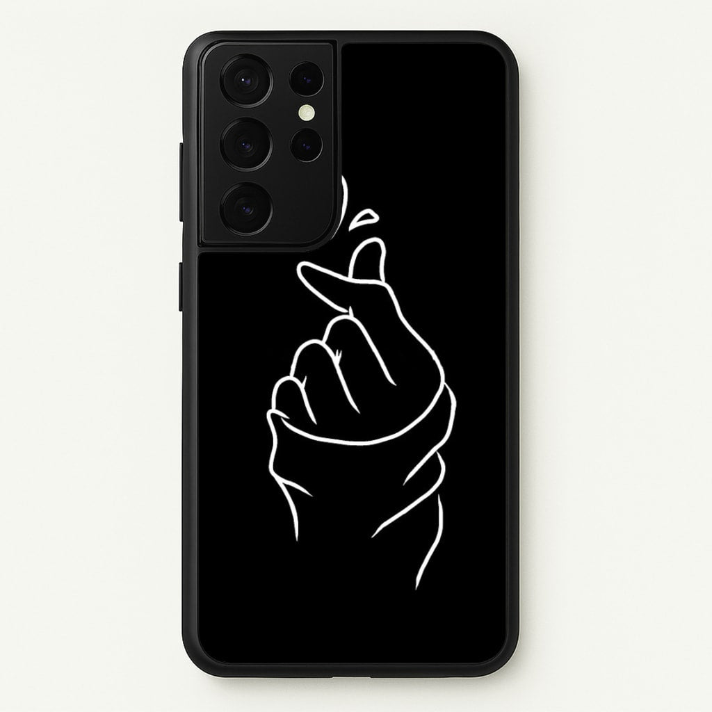 Cute Heart Finger Snap Black - Phone Case for Galaxy S21 Ultra