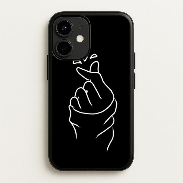 Cute Heart Finger Snap Black - Phone Case for iPhone 12 Mini