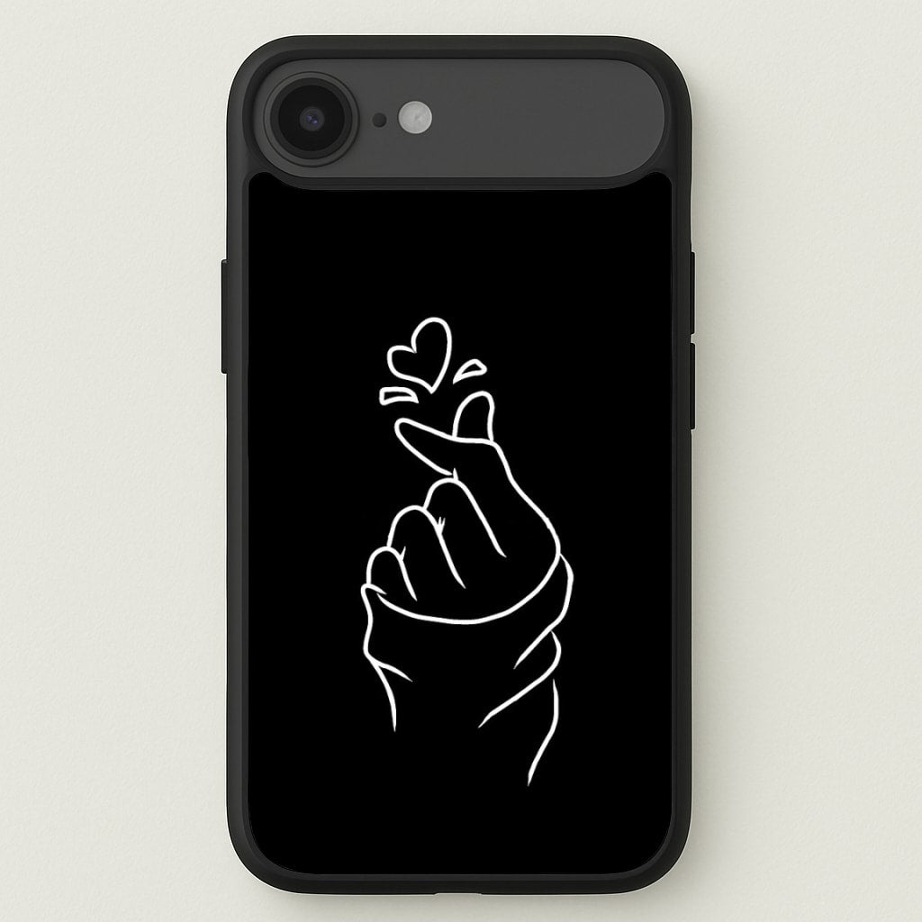 Cute Heart Finger Snap Black Phone Case for iPhone 17 Air