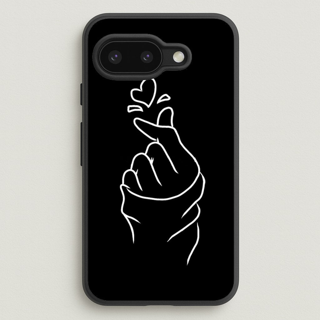 Cute Heart Finger Snap Black - Phone Case for Google Pixel 9a