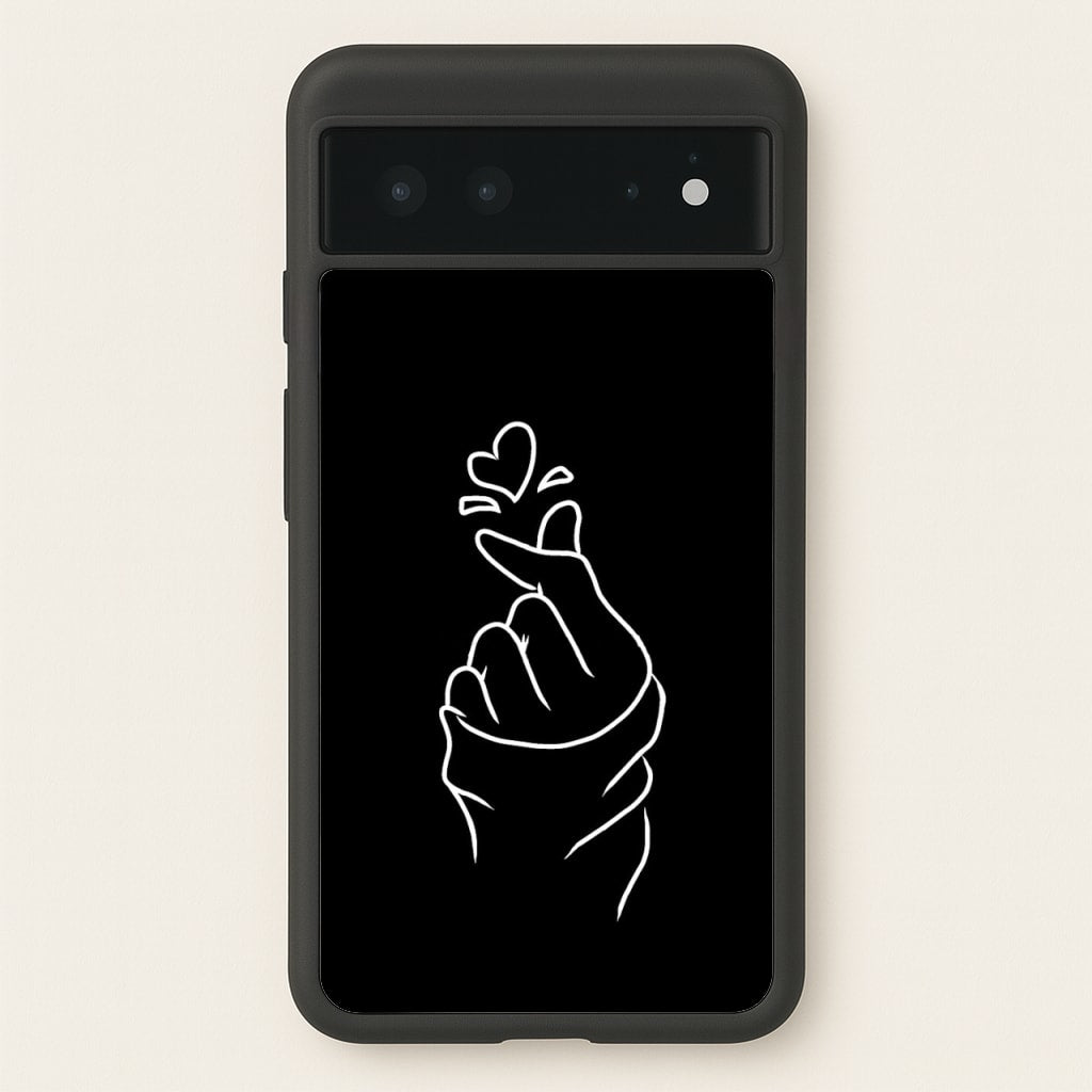 Cute Heart Finger Snap Black - Phone Case for Google Pixel 6