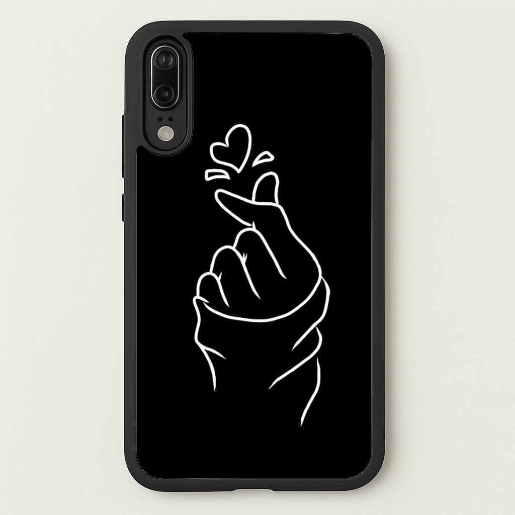 Cute Heart Finger Snap Black - Phone Case for Huawei P20