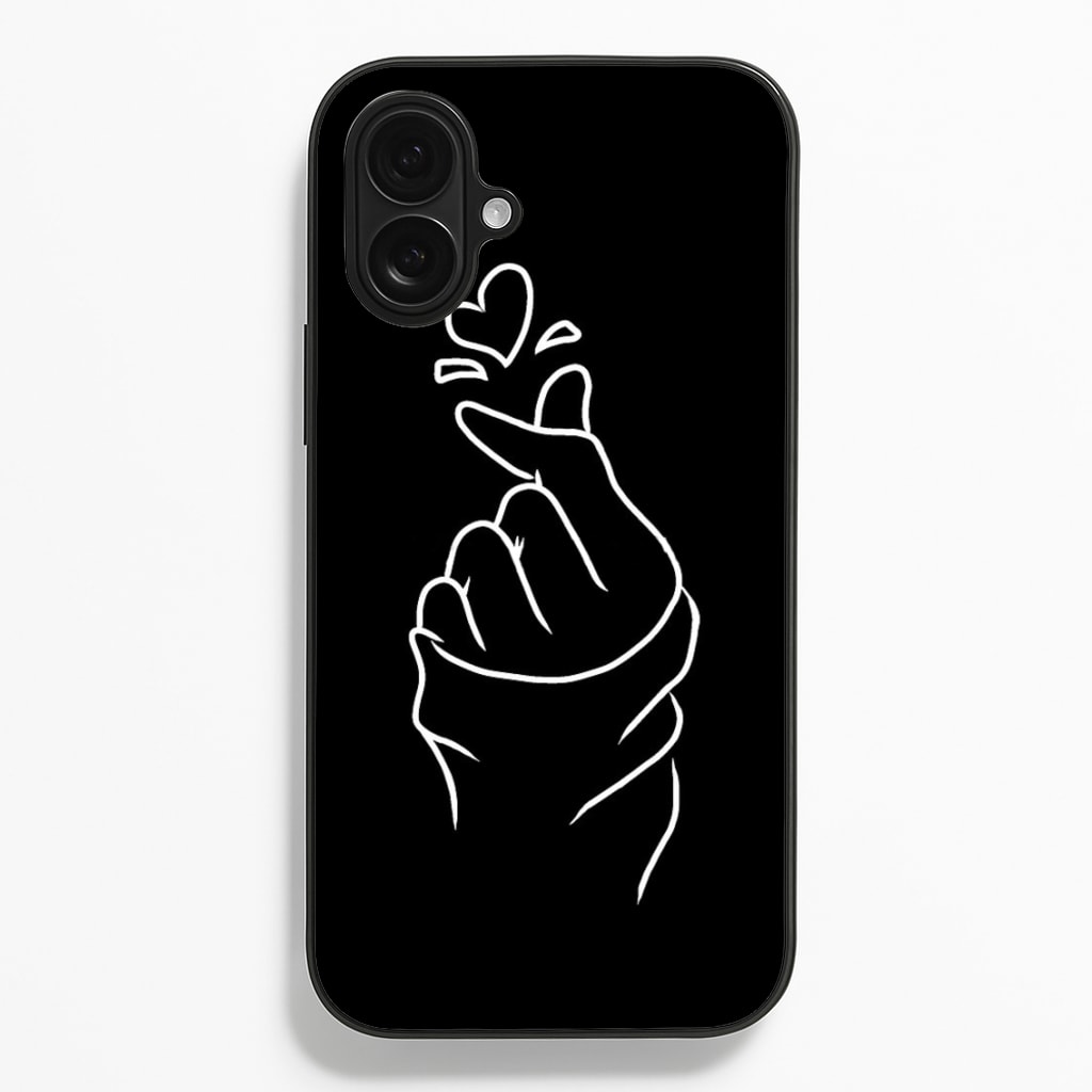 Cute Heart Finger Snap Black Phone Case