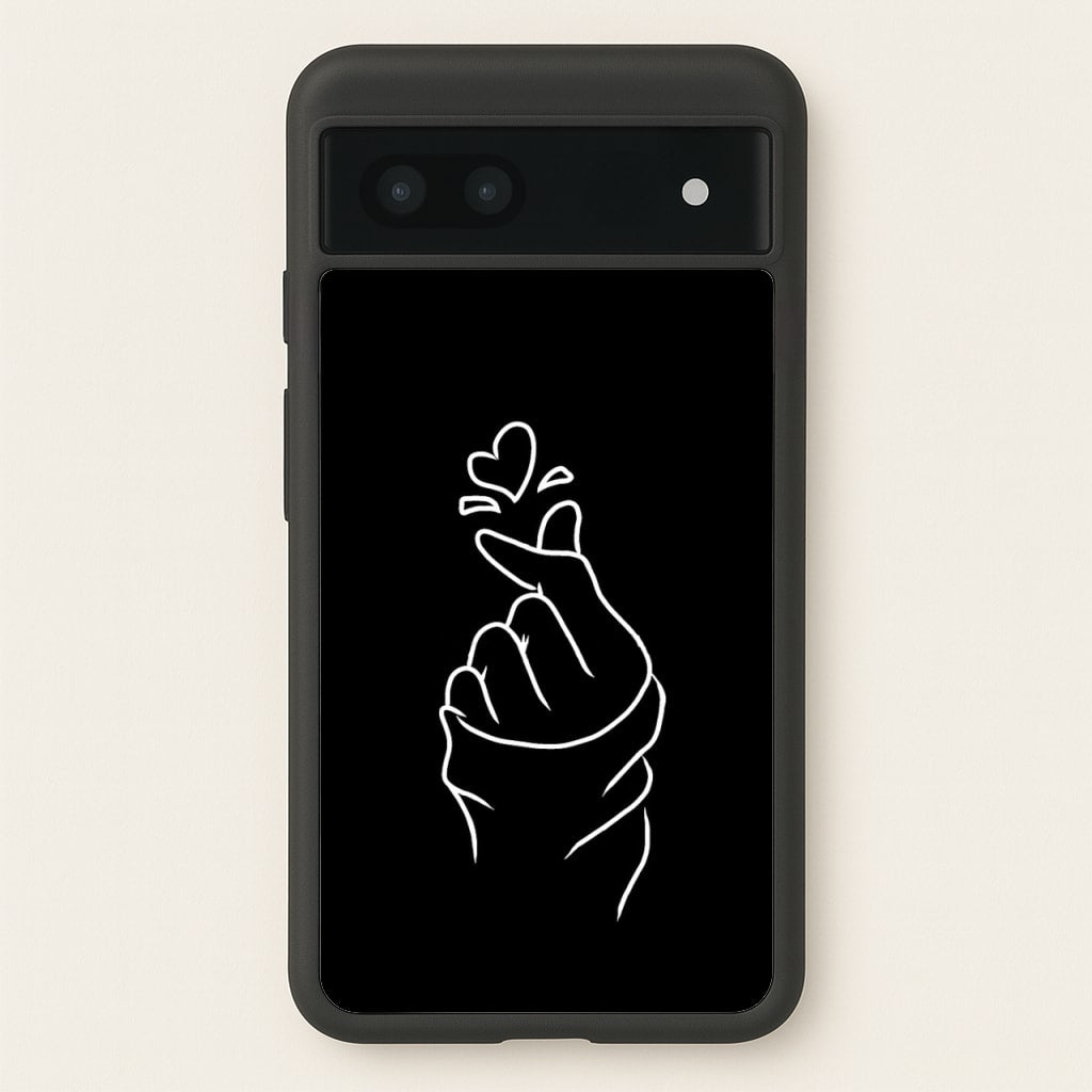 Cute Heart Finger Snap Black - Phone Case for Google Pixel 7a