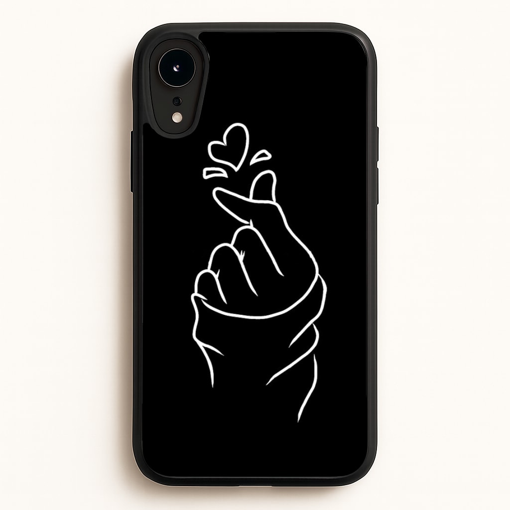 Cute Heart Finger Snap Black - Phone Case for iPhone XR