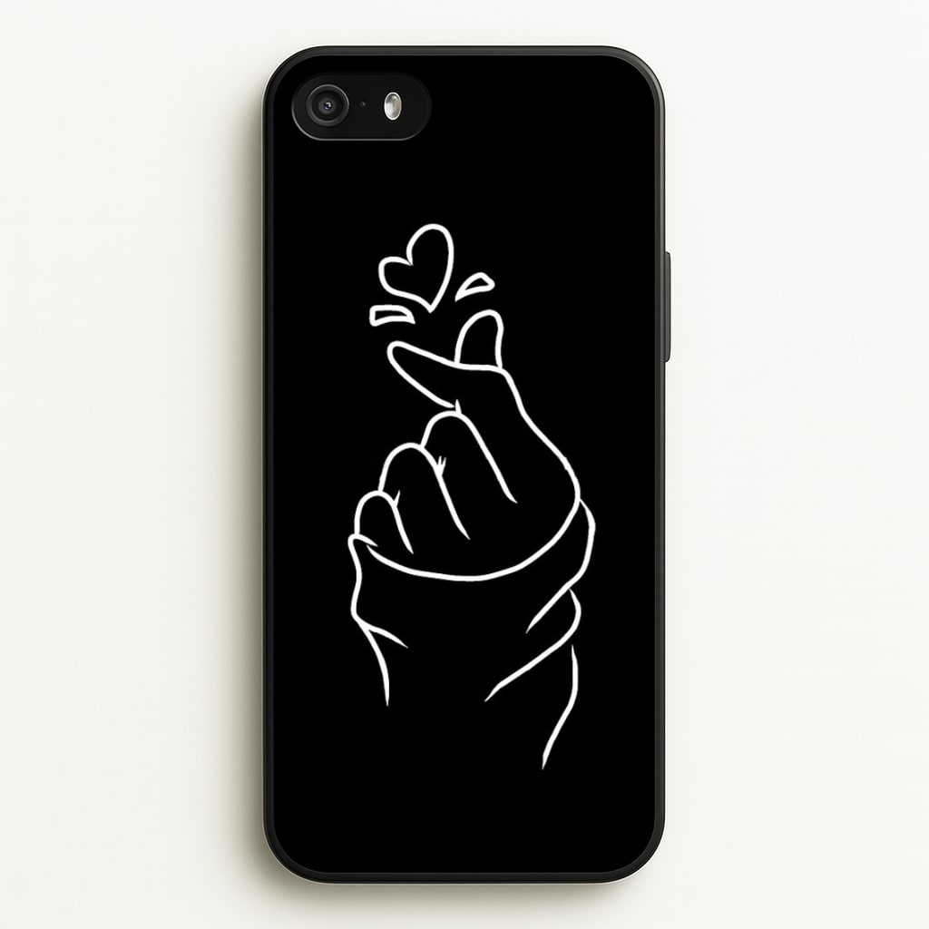 Cute Heart Finger Snap Black - Phone Case for iPhone 5 / 5s / SE 2016