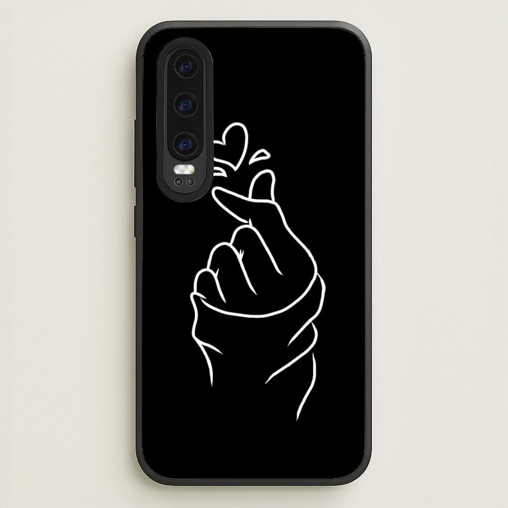 Cute Heart Finger Snap Black - Phone Case for Huawei P30