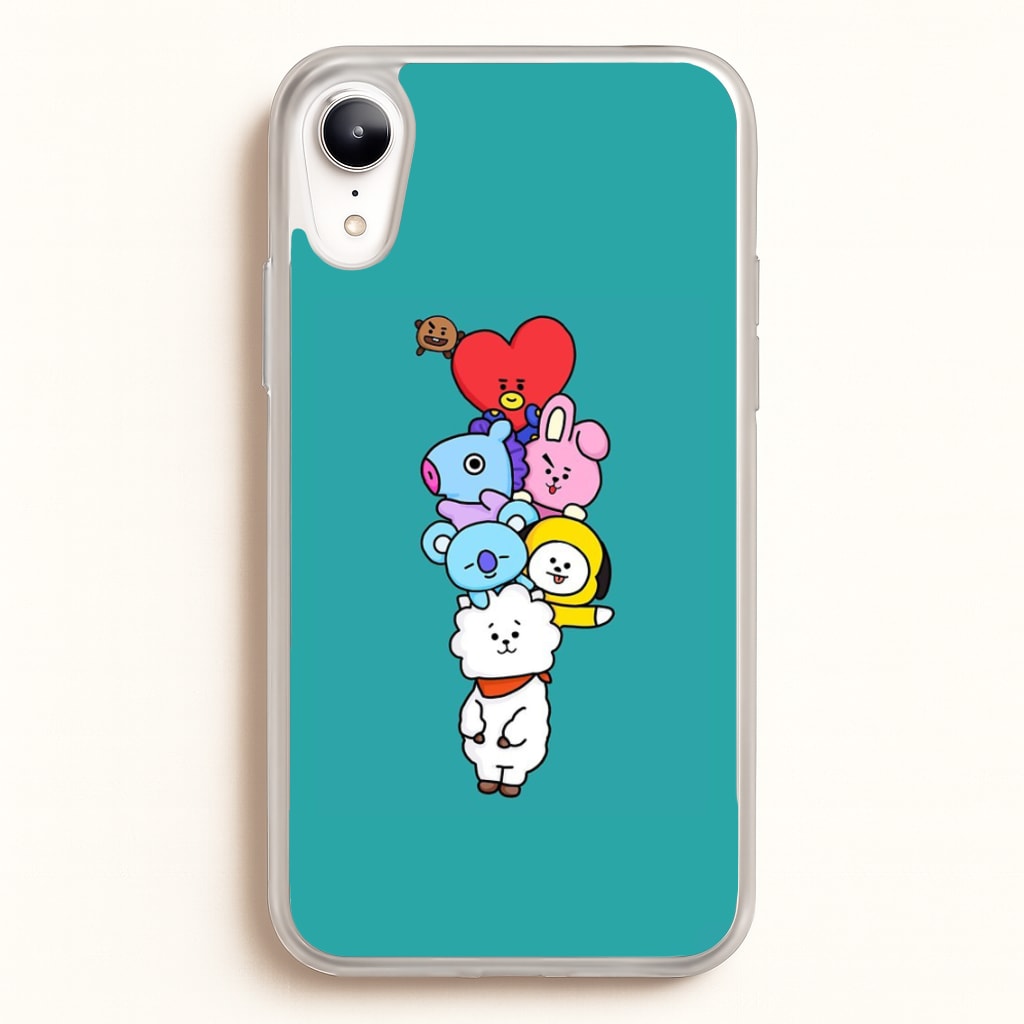 Green BT21 - RJ, Mang, Koya, Chimmy, Cooky, Shooky, Tata - K Pop - Phone Case for iPhone XR