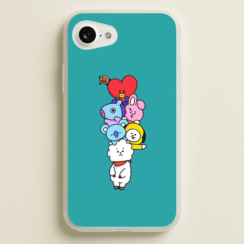 Green BT21 - RJ, Mang, Koya, Chimmy, Cooky, Shooky, Tata - K Pop - Phone Case for iPhone 16e