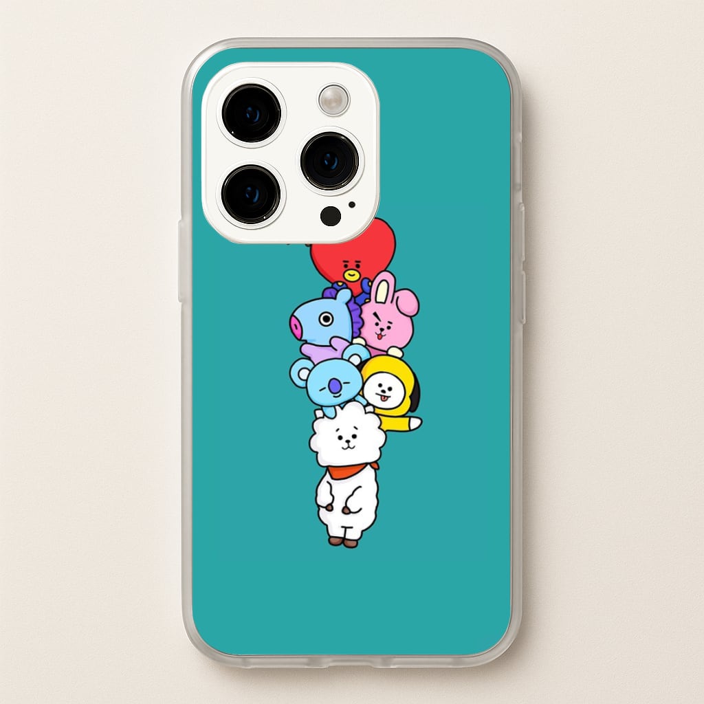 Green BT21 - RJ, Mang, Koya, Chimmy, Cooky, Shooky, Tata - K Pop - Phone Case for iPhone 15 Pro