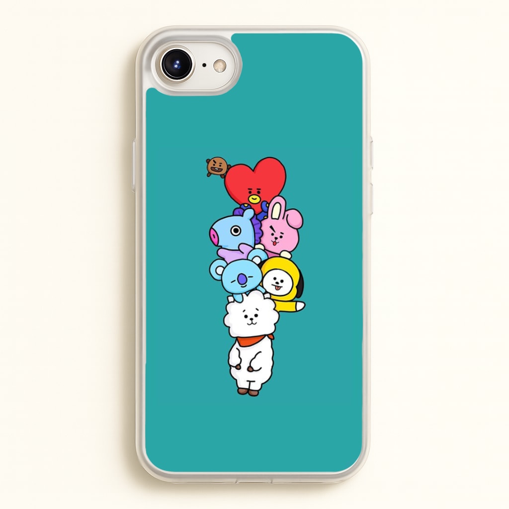 Green BT21 - RJ, Mang, Koya, Chimmy, Cooky, Shooky, Tata - K Pop - Phone Case for iPhone 6 Plus / 7 Plus / 8 Plus