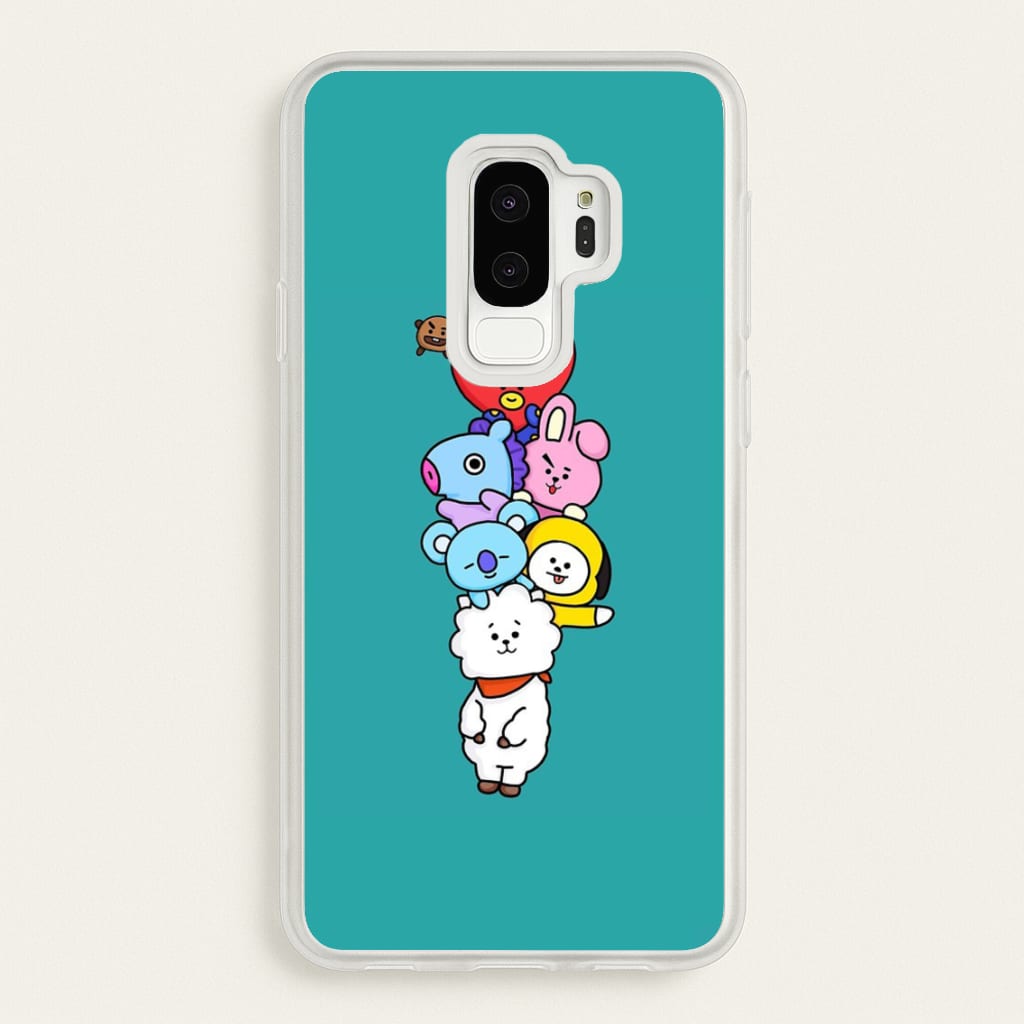 Green BT21 - RJ, Mang, Koya, Chimmy, Cooky, Shooky, Tata - K Pop - Phone Case for Galaxy S9 Plus