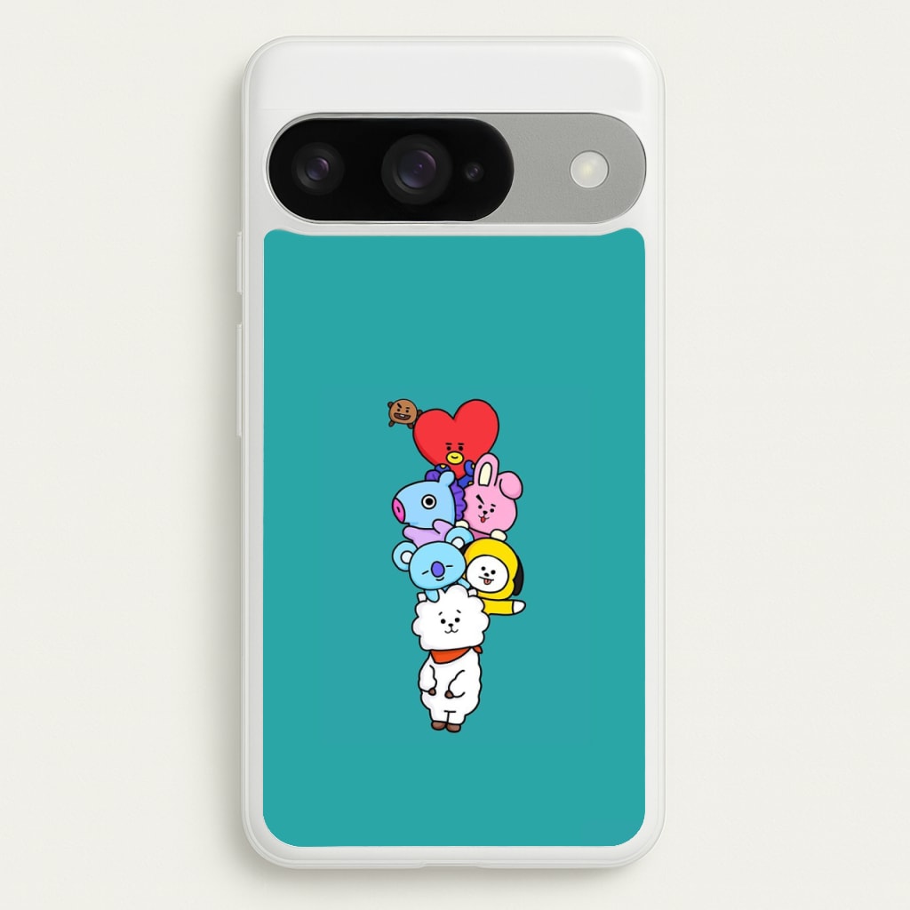 Green BT21 - RJ, Mang, Koya, Chimmy, Cooky, Shooky, Tata - K Pop Phone Case for Google Pixel 10 / 10 Pro