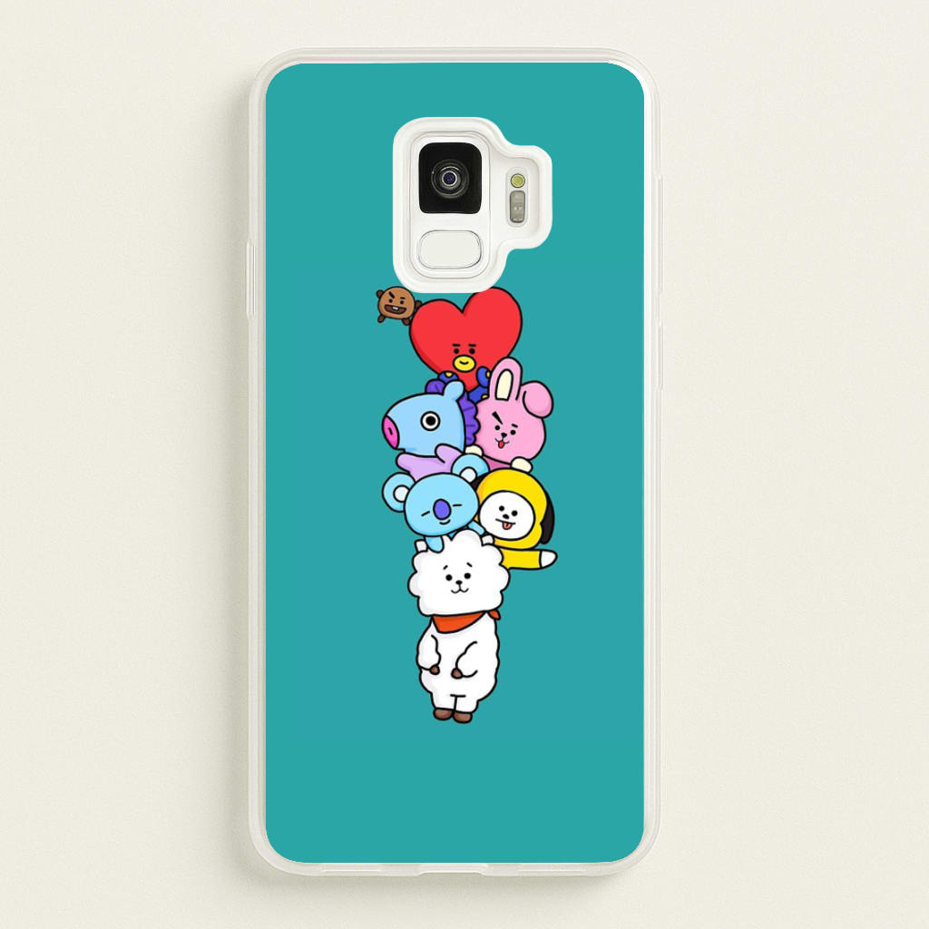 Green BT21 - RJ, Mang, Koya, Chimmy, Cooky, Shooky, Tata - K Pop - Phone Case for Galaxy S9