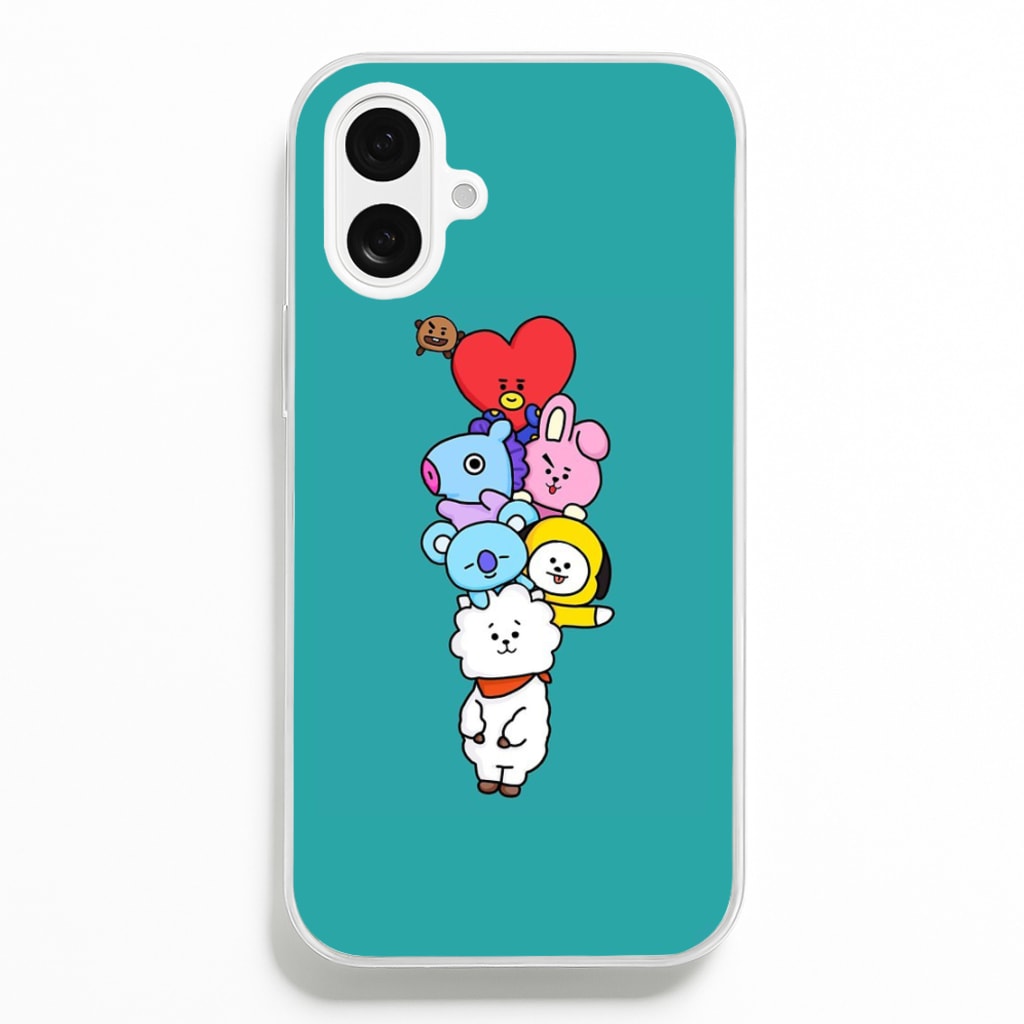 Green BT21 - RJ, Mang, Koya, Chimmy, Cooky, Shooky, Tata - K Pop - Phone Case for iPhone 16 Plus