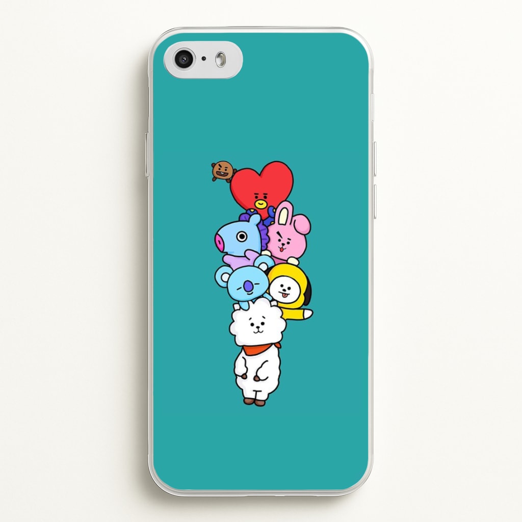 Green BT21 - RJ, Mang, Koya, Chimmy, Cooky, Shooky, Tata - K Pop - Phone Case for iPhone 5 / 5s / SE 2016