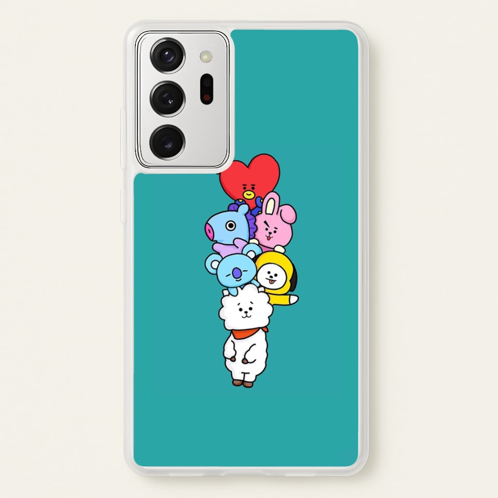 Green BT21 - RJ, Mang, Koya, Chimmy, Cooky, Shooky, Tata - K Pop - Phone Case for Galaxy Note 20 Ultra