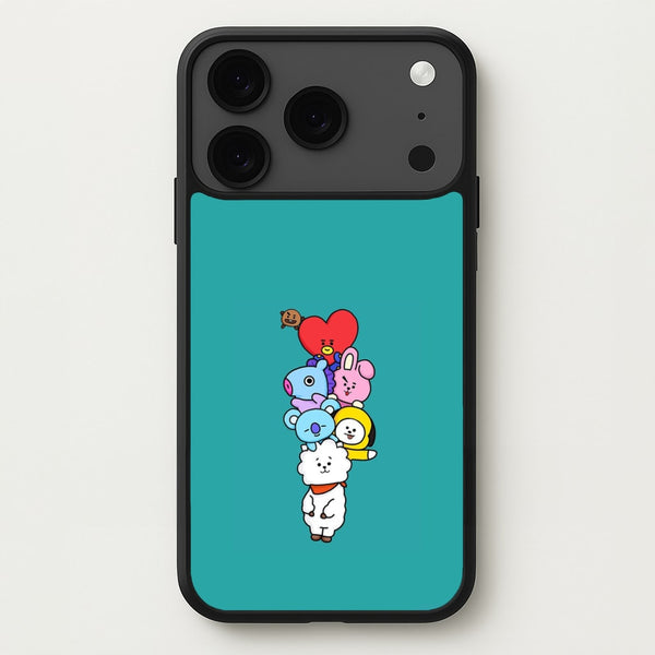 Green BT21 - RJ, Mang, Koya, Chimmy, Cooky, Shooky, Tata - K Pop Phone Case for iPhone 17 Pro Max