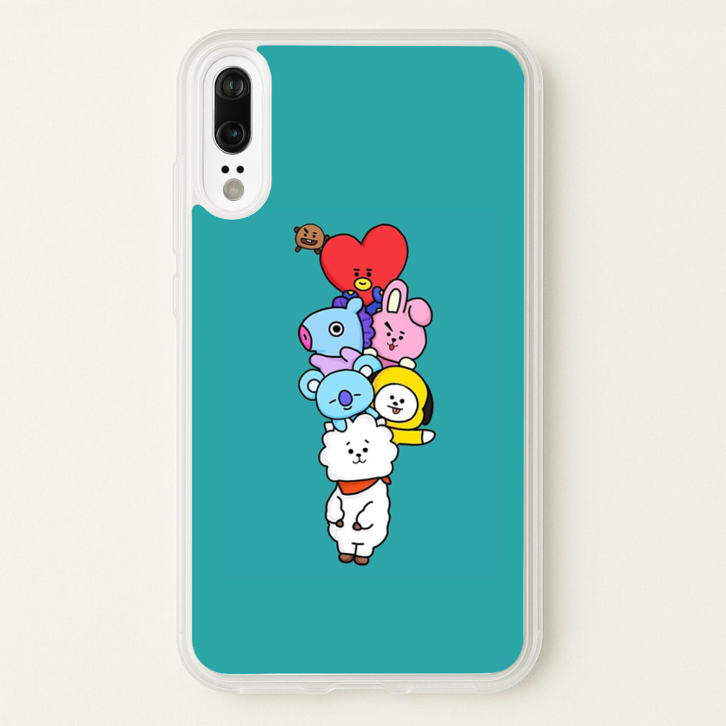 Green BT21 - RJ, Mang, Koya, Chimmy, Cooky, Shooky, Tata - K Pop - Phone Case for Huawei P20