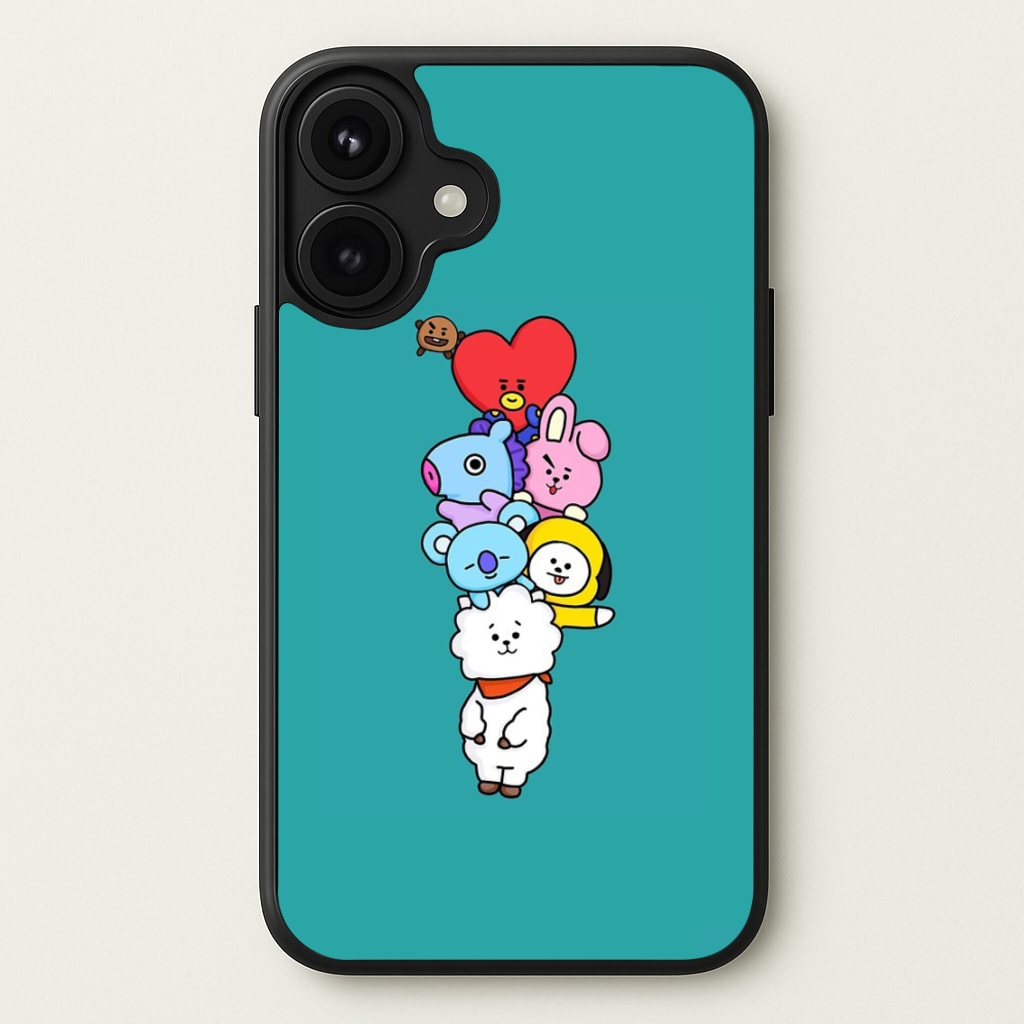 Green BT21 - RJ, Mang, Koya, Chimmy, Cooky, Shooky, Tata - K Pop Phone Case for iPhone 17