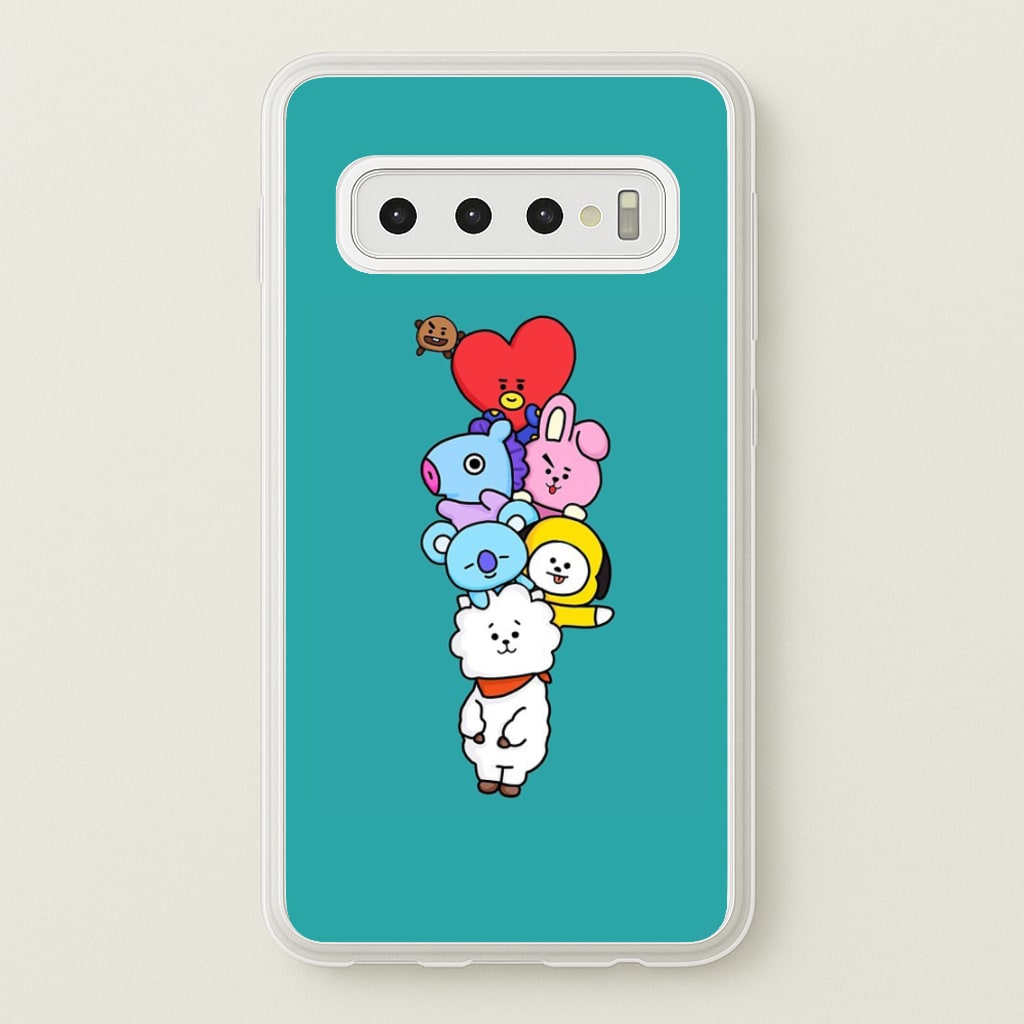 Green BT21 - RJ, Mang, Koya, Chimmy, Cooky, Shooky, Tata - K Pop - Phone Case for Galaxy S10