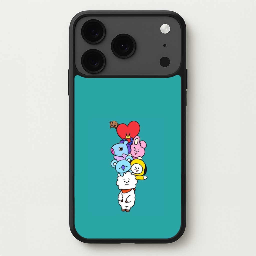 Green BT21 - RJ, Mang, Koya, Chimmy, Cooky, Shooky, Tata - K Pop Phone Case for iPhone 17 Pro