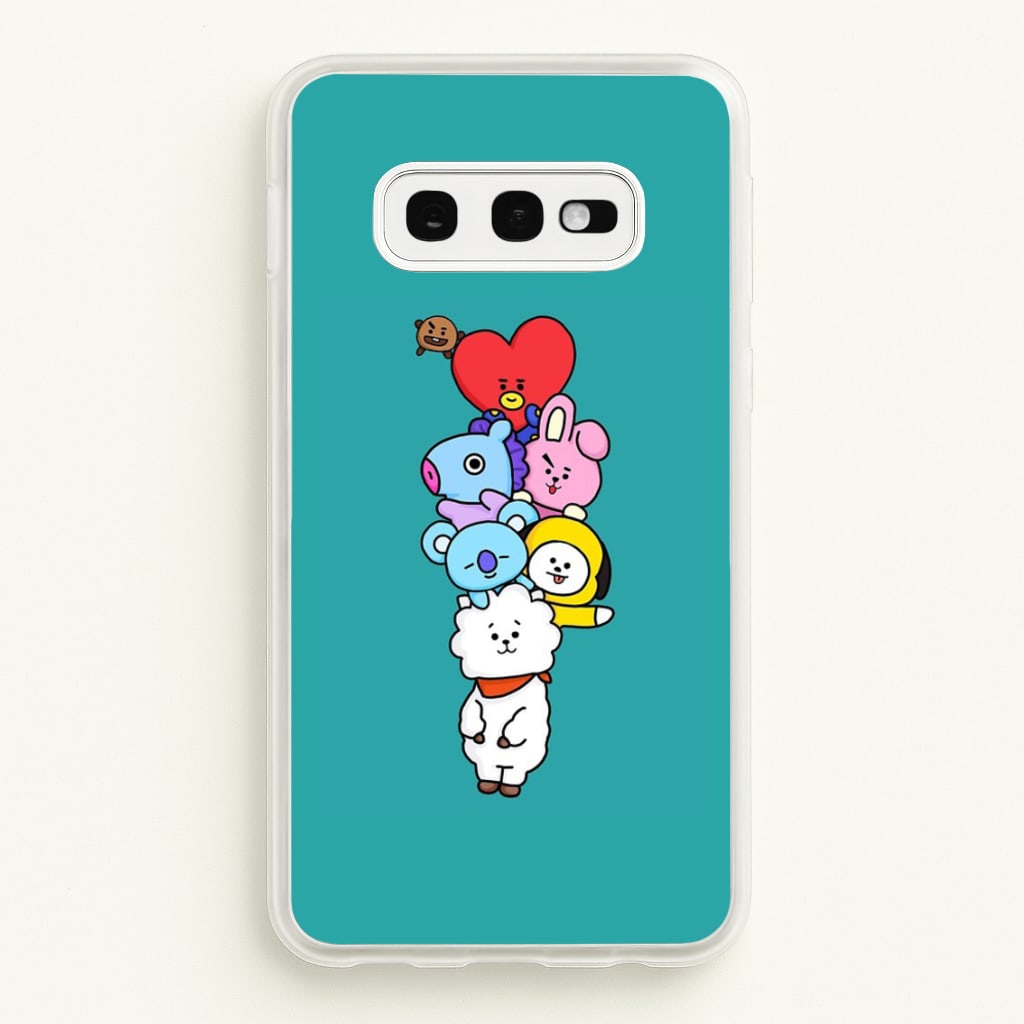 Green BT21 - RJ, Mang, Koya, Chimmy, Cooky, Shooky, Tata - K Pop - Phone Case for Galaxy S10e
