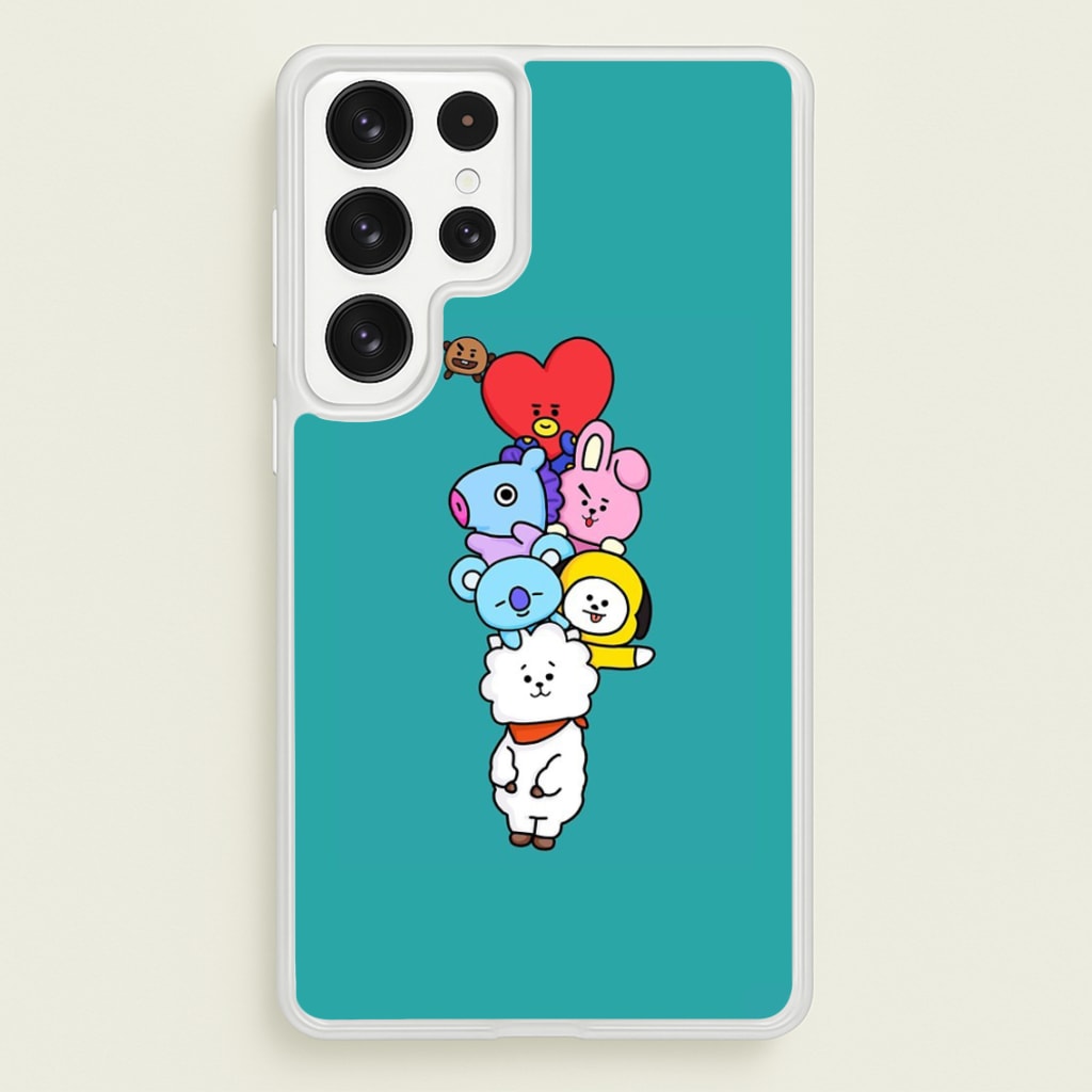 Green BT21 - RJ, Mang, Koya, Chimmy, Cooky, Shooky, Tata - K Pop - Phone Case for Galaxy S22 Ultra