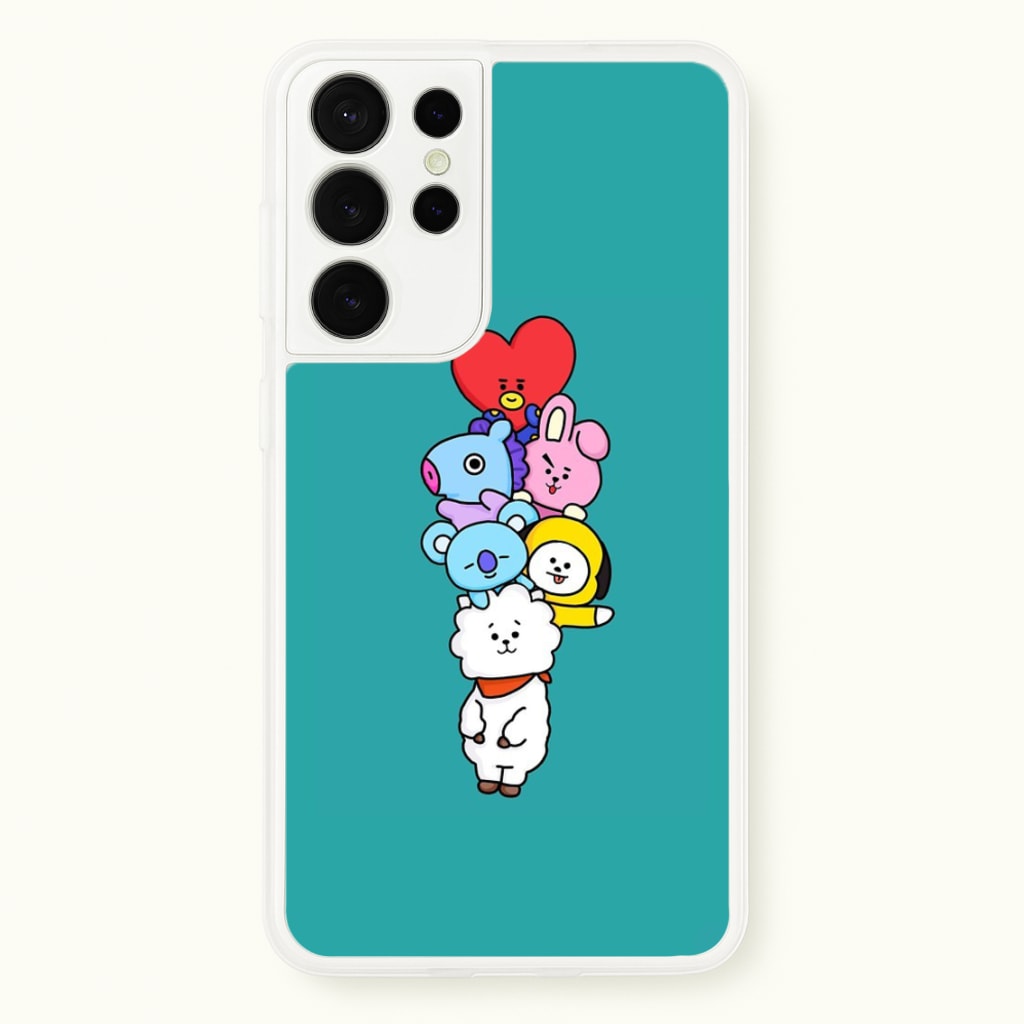 Green BT21 - RJ, Mang, Koya, Chimmy, Cooky, Shooky, Tata - K Pop - Phone Case for Galaxy S21 Ultra
