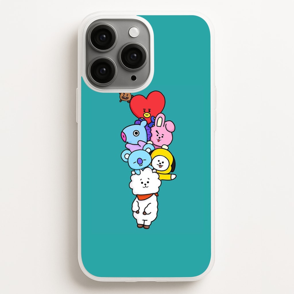 Green BT21 - RJ, Mang, Koya, Chimmy, Cooky, Shooky, Tata - K Pop - Phone Case for iPhone 11 Pro Max