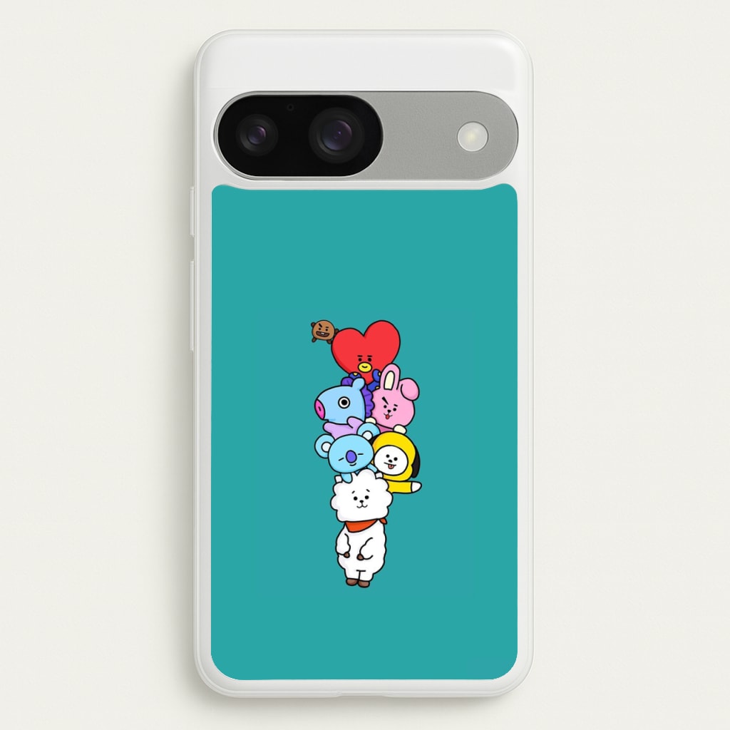 Green BT21 - RJ, Mang, Koya, Chimmy, Cooky, Shooky, Tata - K Pop - Phone Case for Google Pixel 9 / 9 Pro