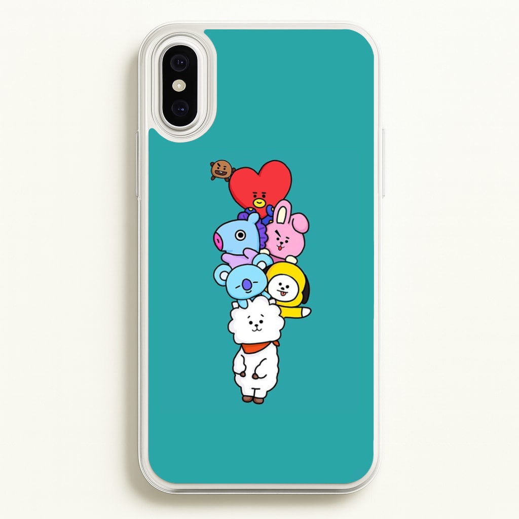 Green BT21 - RJ, Mang, Koya, Chimmy, Cooky, Shooky, Tata - K Pop - Phone Case for iPhone XS Max