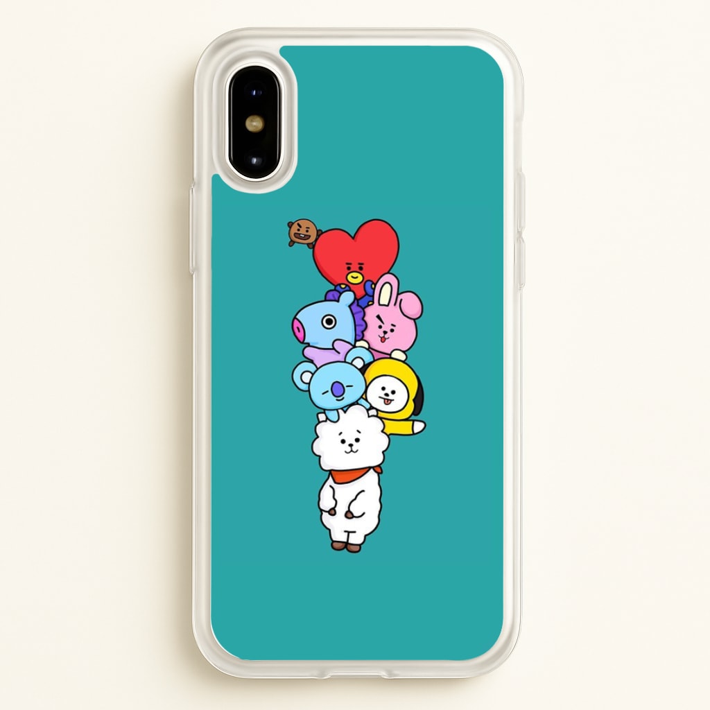 Green BT21 - RJ, Mang, Koya, Chimmy, Cooky, Shooky, Tata - K Pop - Phone Case for iPhone X / XS