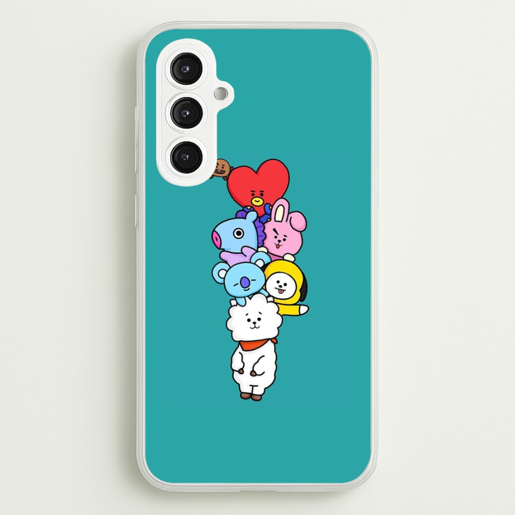 Green BT21 - RJ, Mang, Koya, Chimmy, Cooky, Shooky, Tata - K Pop - Phone Case for Galaxy S23FE